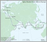 Figure 1.1 Spice Routes from Asia to Europe