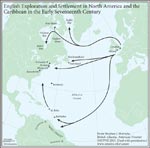Figure 1.6 English Exploration and Settlement in North America and the Caribbean in the Early Seventeenth Century